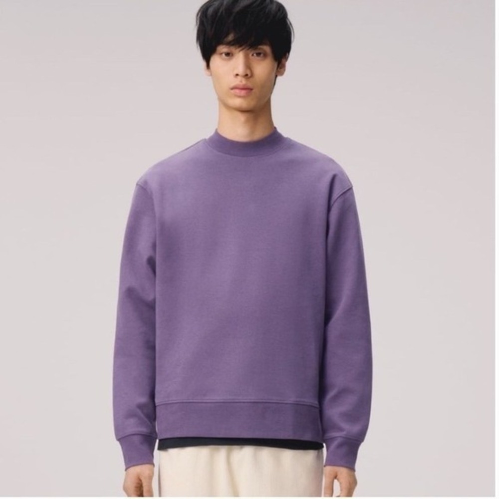 Zara Mens Purple Mock Neck Sweatshirt Long Sleeve Pullover Extra Large XL